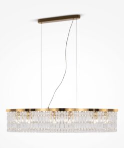 LAMPA WISZĄCA Dune ze złotą, metalową, pofalowaną oprawą, klosz w formie kryształów o różnych kształtach