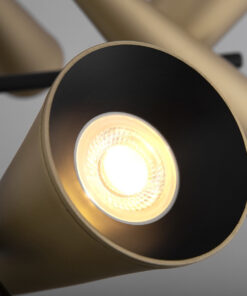 LAMPA WISZĄCA Giro z czarną oprawą, stożkowe klosze w mosiężnym wydaniu, możliwość regulacji kierunku światła, nowoczesny styl, piękna