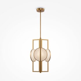 LAMPA WISZĄCA Marmo ze złotym, galwanizowanym stelażem, płytki z kamienia naturalnego z wzorem, nowoczesny styl