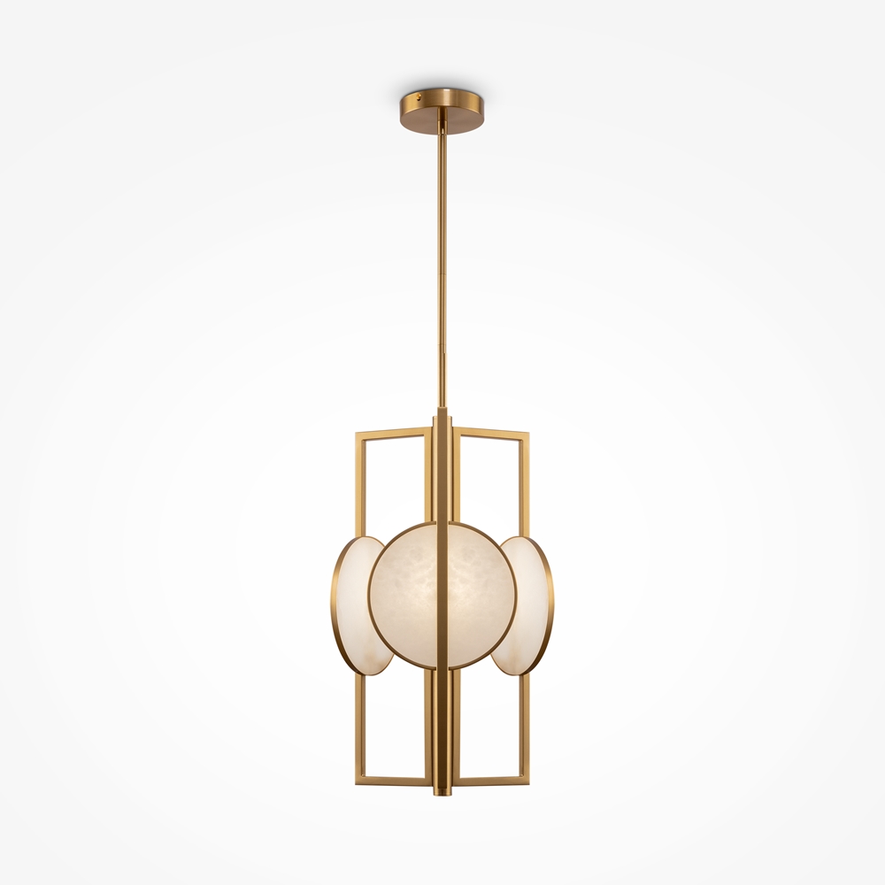 LAMPA WISZĄCA Marmo ze złotym, galwanizowanym stelażem, płytki z kamienia naturalnego z wzorem, nowoczesny styl