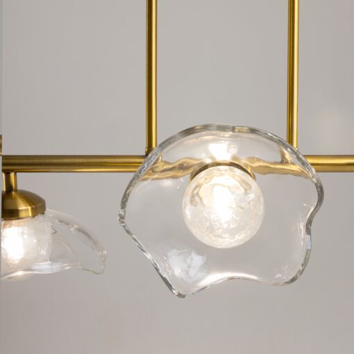 LAMPA WISZĄCA Miracle na złotym stelażu, pięć szklanych kloszy w kształcie kwiatu wiśni, nowoczesny styl, premium