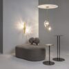 LAMPA WISZĄCA Miracle na złotym stelażu, trzy szklane klosze w kształcie kwiatu wiśni, nowoczesny styl, do salonu