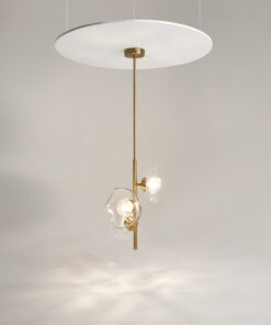 LAMPA WISZĄCA Miracle na złotym stelażu, trzy szklane klosze w kształcie kwiatu wiśni, nowoczesny styl, piękna