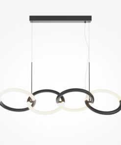 LAMPA WISZĄCA Node w formie czterech pierścieni, źródło światła LED, nowoczesny styl, czarna