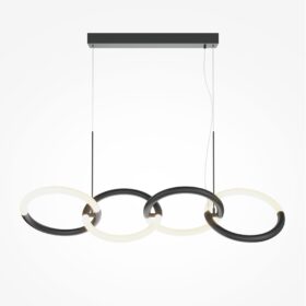 LAMPA WISZĄCA Node w formie czterech pierścieni, źródło światła LED, nowoczesny styl, czarna