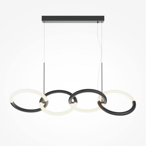 LAMPA WISZĄCA Node w formie czterech pierścieni, źródło światła LED, nowoczesny styl, czarna