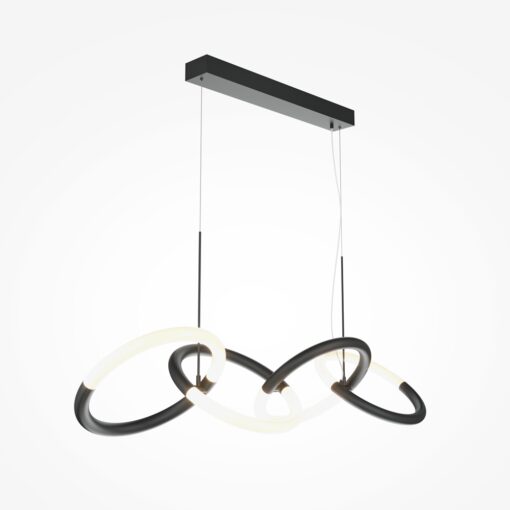 LAMPA WISZĄCA Node w formie czterech pierścieni, źródło światła LED, nowoczesny styl, czarna, elegancka