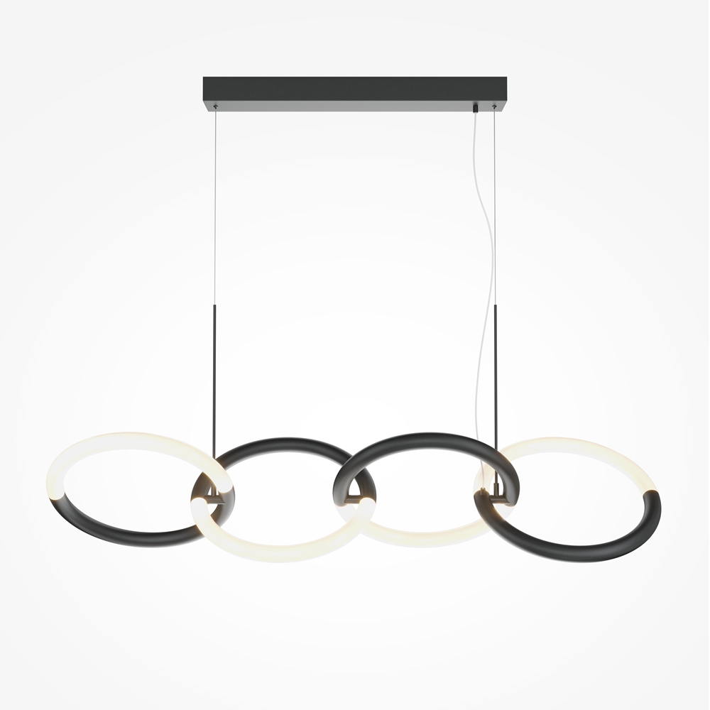 LAMPA WISZĄCA Node w formie czterech pierścieni, źródło światła LED, nowoczesny styl, czarna LAMPA WISZĄCA Node w formie czterech pierścieni, źródło światła LED, nowoczesny styl, czarna