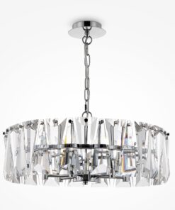 LAMPA WISZĄCA Puntes, okrągła, abażur w formie kryształowych wisiorków, nowoczesny glamour, do salonu, chrom