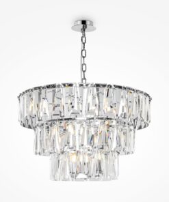 LAMPA WISZĄCA Puntes, okrągła, trzypoziomowa, abażur w formie kryształowych wisiorków, nowoczesny glamour