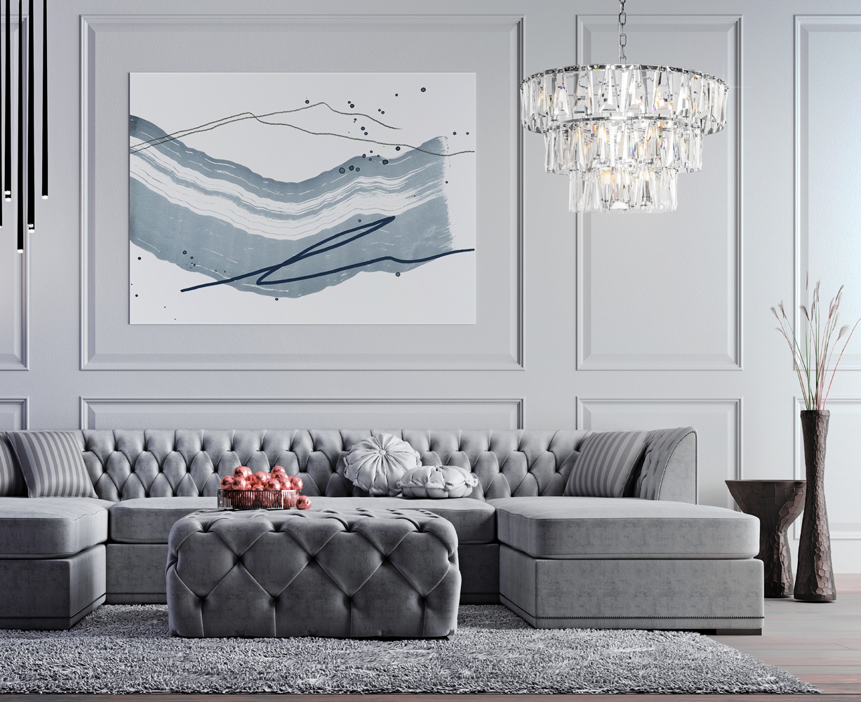 LAMPA WISZĄCA Puntes, okrągła, trzypoziomowa, abażur w formie kryształowych wisiorków, nowoczesny glamour, do salonu LAMPA WISZĄCA Puntes, okrągła, trzypoziomowa, abażur w formie kryształowych wisiorków, nowoczesny glamour, do salonu