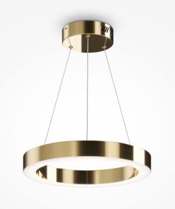 LAMPA WISZĄCA Saturno okrągła, mosiężna oprawa, źródło światła LED, nowoczesny glamour 40 cm