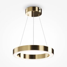 LAMPA WISZĄCA Saturno okrągła, mosiężna oprawa, źródło światła LED, nowoczesny glamour 40 cm