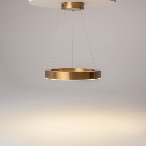LAMPA WISZĄCA Saturno okrągła, mosiężna oprawa, źródło światła LED, nowoczesny glamour 40 cm, ekskluzywna