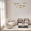 LAMPA WISZĄCA Saturno okrągła, mosiężna oprawa, źródło światła LED, nowoczesny glamour, premium