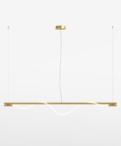 LAMPA WISZĄCA Tau ze złotym, aluminiowym stelażem, neonowy dyfuzor, LEDowe źródło światła, designerski styl