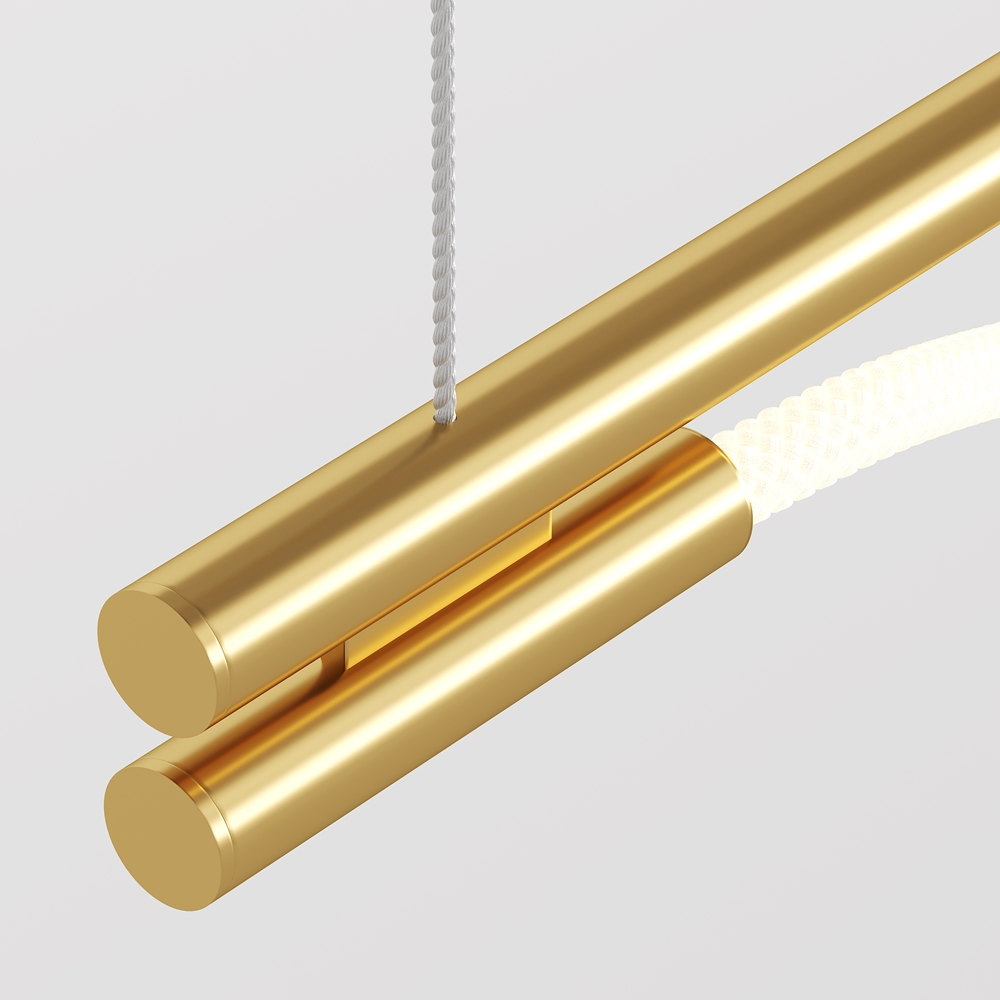 LAMPA WISZĄCA Tau ze złotym, aluminiowym stelażem, neonowy dyfuzor, LEDowe źródło światła, designerski styl, piękna LAMPA WISZĄCA Tau ze złotym, aluminiowym stelażem, neonowy dyfuzor, LEDowe źródło światła, designerski styl, piękna