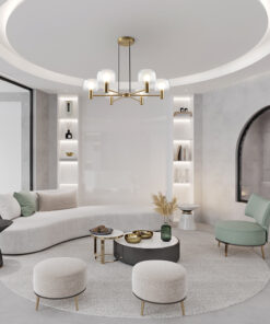 LAMPA WISZĄCA Vision okrągła, złoty, aluminiowy stelaż, podwójny szklany klosz, matowo-transparentny, włoski styl, do salonu