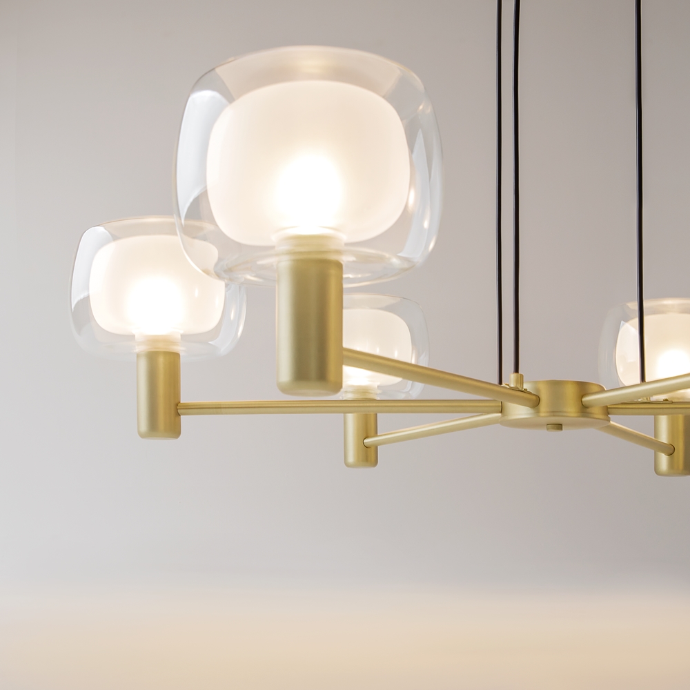 LAMPA WISZĄCA Vision okrągła, złoty, aluminiowy stelaż, podwójny szklany klosz, matowo-transparentny, włoski styl, ekskluzywna LAMPA WISZĄCA Vision okrągła, złoty, aluminiowy stelaż, podwójny szklany klosz, matowo-transparentny, włoski styl, ekskluzywna