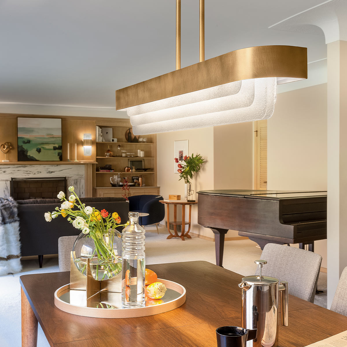 LAMPA WISZĄCA, złoto szczotkowane, regulowana wysokość, elegancki wygląd 3