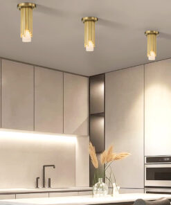 Alternative view of LAMPA SUFITOWA MARVELE, złote wykończenie, ryflowane elementy, regulowana wysokość, elegancki styl