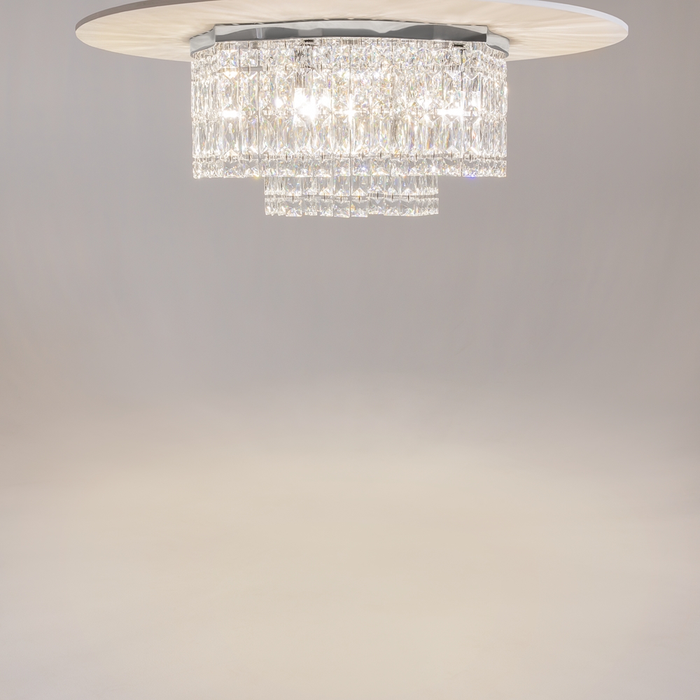 PLAFON LAMPA SUFITOWA Dune ze srebrną, metalową oprawą, klosz w formie kryształów o różnych kształtach 45 cm, piękna PLAFON LAMPA SUFITOWA Dune ze srebrną, metalową oprawą, klosz w formie kryształów o różnych kształtach 45 cm, piękna