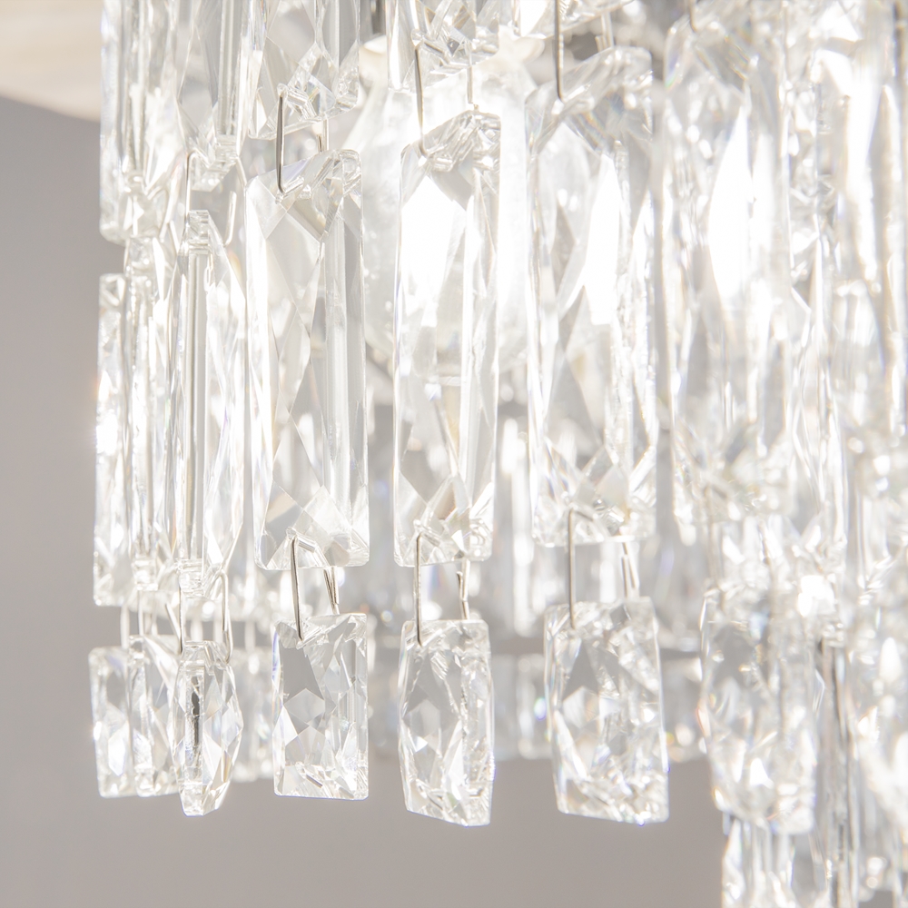 PLAFON LAMPA SUFITOWA Dune ze srebrną, metalową oprawą, klosz w formie kryształów o różnych kształtach 45 cm, premium PLAFON LAMPA SUFITOWA Dune ze srebrną, metalową oprawą, klosz w formie kryształów o różnych kształtach 45 cm, premium