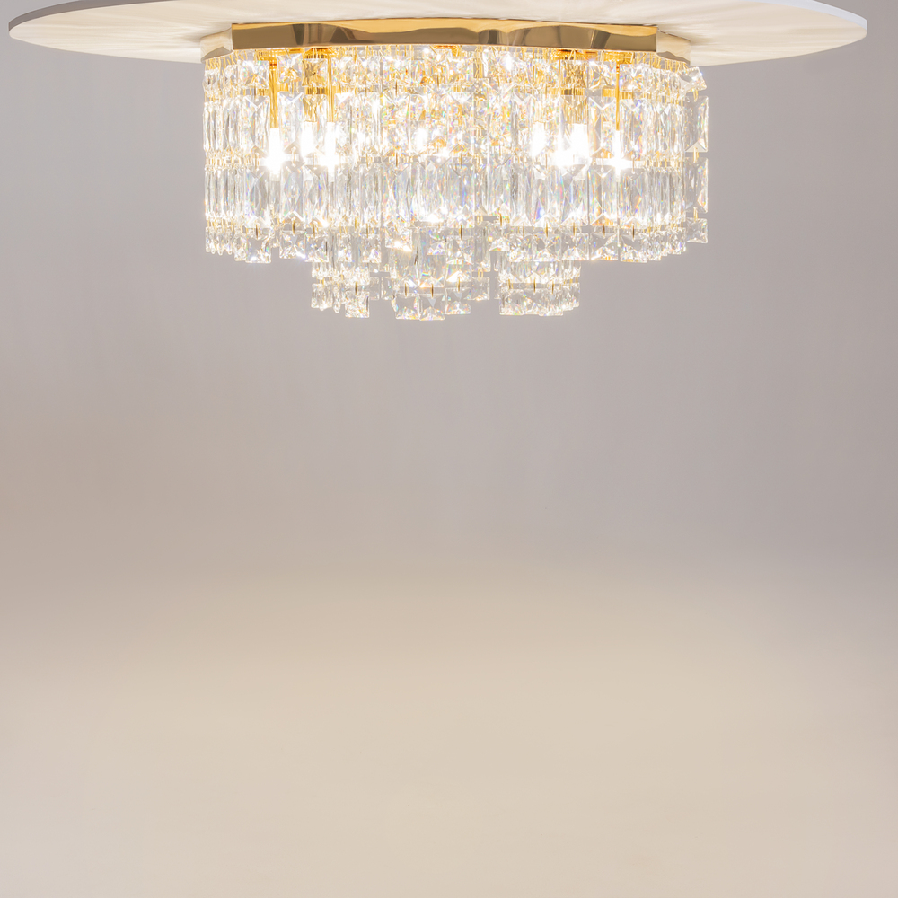 PLAFON LAMPA SUFITOWA Dune ze złotą, metalową oprawą, klosz w formie kryształów o różnych kształtach, ekskluzywny PLAFON LAMPA SUFITOWA Dune ze złotą, metalową oprawą, klosz w formie kryształów o różnych kształtach, ekskluzywny