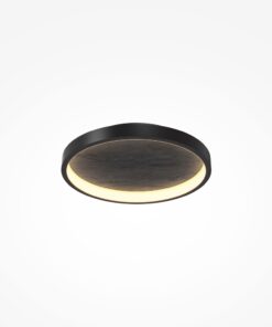 PLAFON Orign okrągła, czarna oprawa z metalu, wypełnienie z naturalnego minerału o niepowtarzalnej fakturze, designerski 40,5 cm