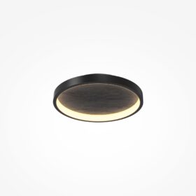 PLAFON Orign okrągła, czarna oprawa z metalu, wypełnienie z naturalnego minerału o niepowtarzalnej fakturze, designerski 40,5 cm