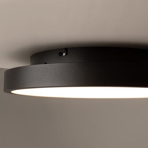 PLAFON Orign okrągła, czarna oprawa z metalu, wypełnienie z naturalnego minerału o niepowtarzalnej fakturze, designerski 40,5 cm, elegancki
