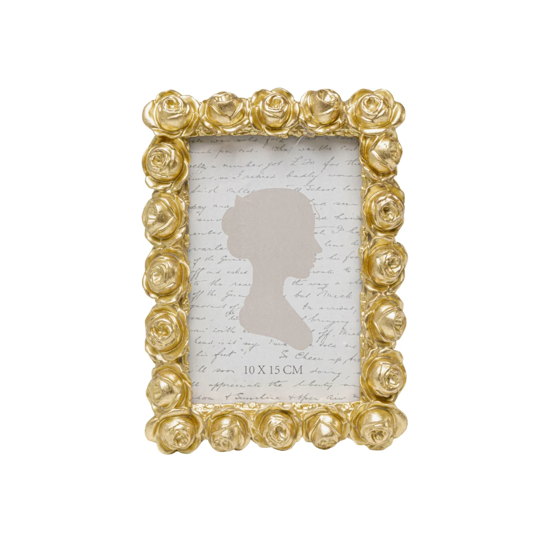 RAMKA NA ZDJĘCIE Rose Blossom złota rama złożona z kwiatów róży, nowoczesny glamour 10x15 RAMKA NA ZDJĘCIE Rose Blossom złota rama złożona z kwiatów róży, nowoczesny glamour 10x15