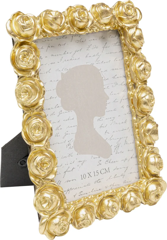 RAMKA NA ZDJĘCIE Rose Blossom złota rama złożona z kwiatów róży, nowoczesny glamour 10x15, piękna RAMKA NA ZDJĘCIE Rose Blossom złota rama złożona z kwiatów róży, nowoczesny glamour 10x15, piękna