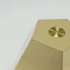 STOLIK KAWOWY Ricchezza na złotej, metalowej podstawie o geometrycznych kształtach, okrągły, szklany blat, premium