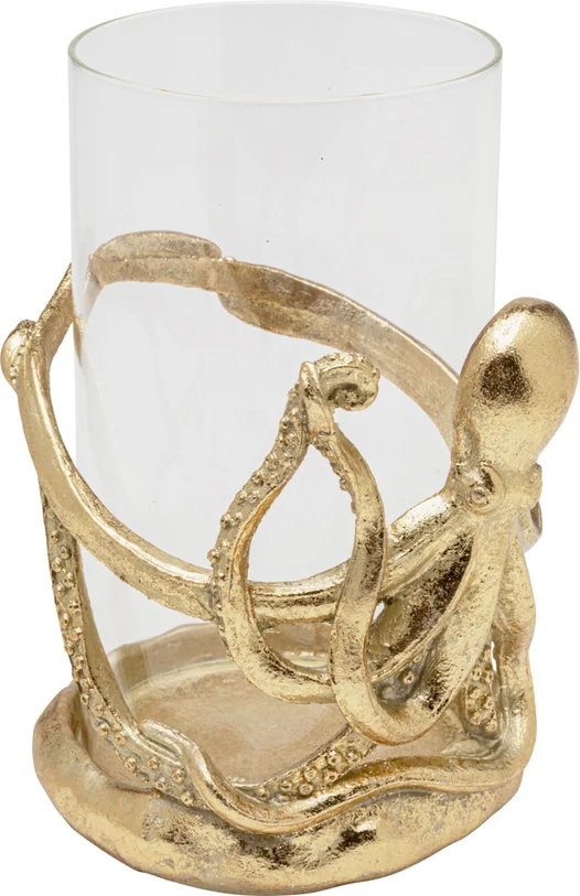 ŚWIECZNIK Octopus okrągły, złota podstawa w kształcie ośmiornicy, szklany transparentny klosz, nowoczesny styl, ekskluzywny ŚWIECZNIK Octopus okrągły, złota podstawa w kształcie ośmiornicy, szklany transparentny klosz, nowoczesny styl, ekskluzywny