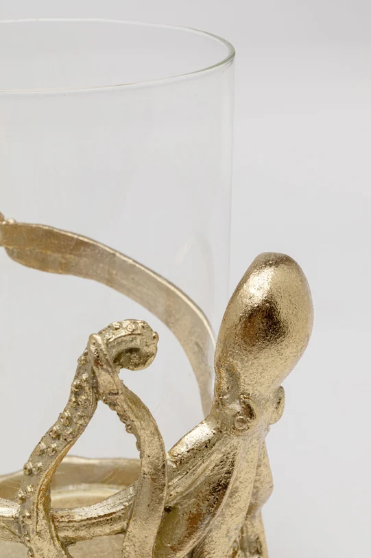 ŚWIECZNIK Octopus okrągły, złota podstawa w kształcie ośmiornicy, szklany transparentny klosz, nowoczesny styl, najwyższa jakość ŚWIECZNIK Octopus okrągły, złota podstawa w kształcie ośmiornicy, szklany transparentny klosz, nowoczesny styl, najwyższa jakość