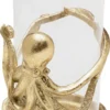 ŚWIECZNIK Octopus okrągły, złota podstawa w kształcie ośmiornicy, szklany transparentny klosz, nowoczesny styl, piękny ŚWIECZNIK Octopus okrągły, złota podstawa w kształcie ośmiornicy, szklany transparentny klosz, nowoczesny styl, piękny