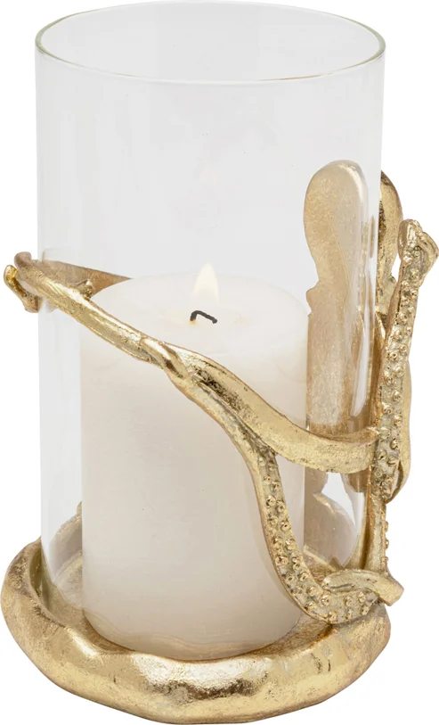 ŚWIECZNIK Octopus okrągły, złota podstawa w kształcie ośmiornicy, szklany transparentny klosz, nowoczesny styl, premium ŚWIECZNIK Octopus okrągły, złota podstawa w kształcie ośmiornicy, szklany transparentny klosz, nowoczesny styl, premium