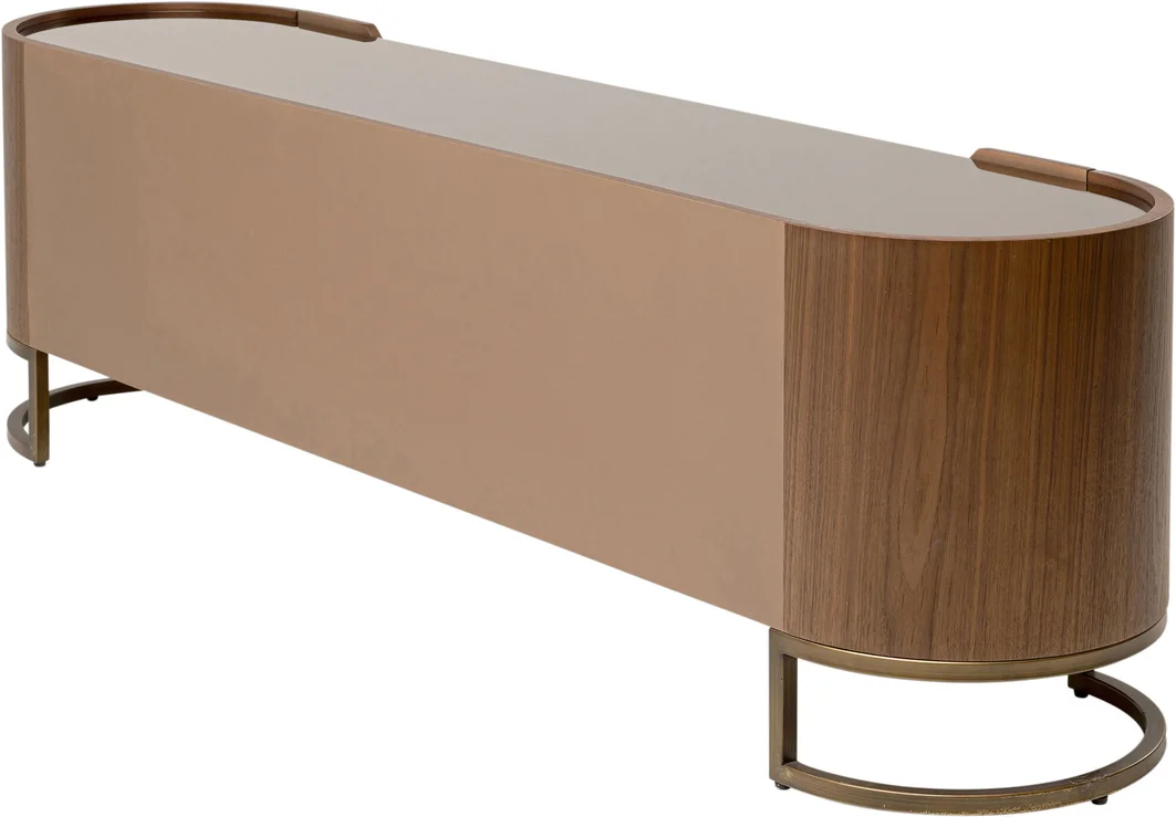 SZAFKA RTV Giorgio o zaokrąglonych bokach, brązowy kolor, szuflady i szafki, szklany blat, nowoczesny styl, najwyższa jakość SZAFKA RTV Giorgio o zaokrąglonych bokach, brązowy kolor, szuflady i szafki, szklany blat, nowoczesny styl, najwyższa jakość