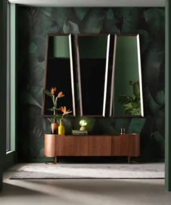 SZAFKA RTV Giorgio o zaokrąglonych bokach, brązowy kolor, szuflady i szafki, szklany blat, nowoczesny styl, piękna