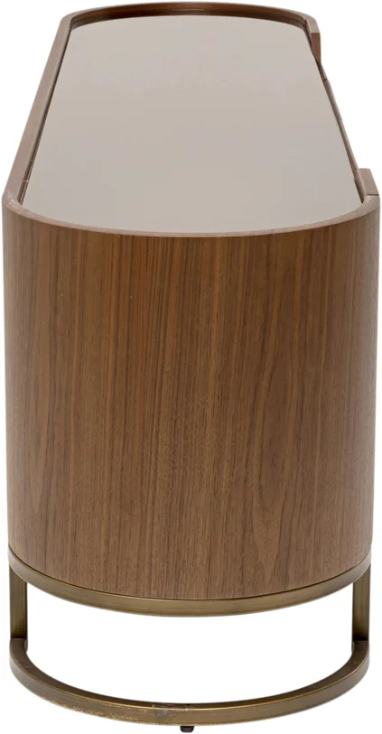 SZAFKA RTV Giorgio o zaokrąglonych bokach, brązowy kolor, szuflady i szafki, szklany blat, nowoczesny styl, premium SZAFKA RTV Giorgio o zaokrąglonych bokach, brązowy kolor, szuflady i szafki, szklany blat, nowoczesny styl, premium