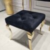 TABORET Lyon tapicerowany, pikowany, złote nogi, stal nierdzewna, glamour