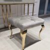 TABORET Lyon tapicerowany, pikowany, złote nogi, stal nierdzewna, glamour kaszmir 1