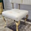 TABORET Lyon tapicerowany, pikowany, złote nogi, stal nierdzewna, glamour krem
