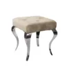 TABORET PUF Lyon tapicerowany, pikowany, kaszmirowy welur, srebrne nogi, stal nierdzewna, glamour