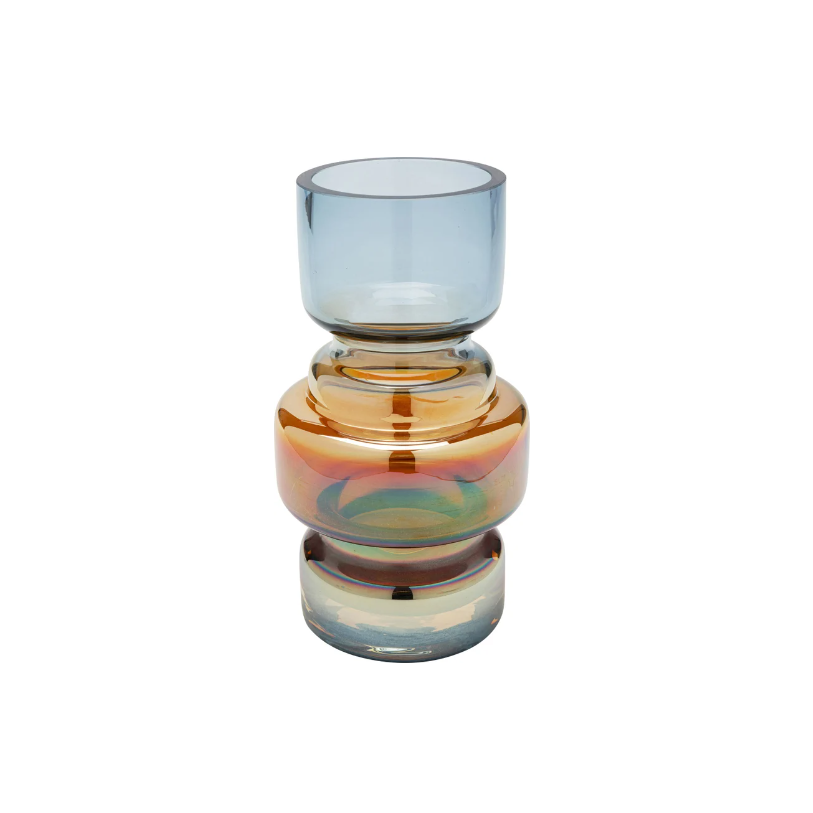 WAZON Blue Amber szklany, niebiesko-bursztynowy, nieregularny kształ, designerski styl WAZON Blue Amber szklany, niebiesko-bursztynowy, nieregularny kształ, designerski styl