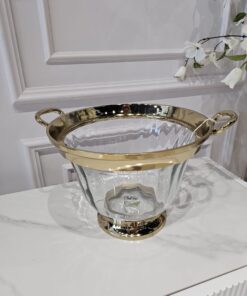COOLER szklany ze złotymi, metalowymi detalami, klasyczny styl, ekskluzywny
