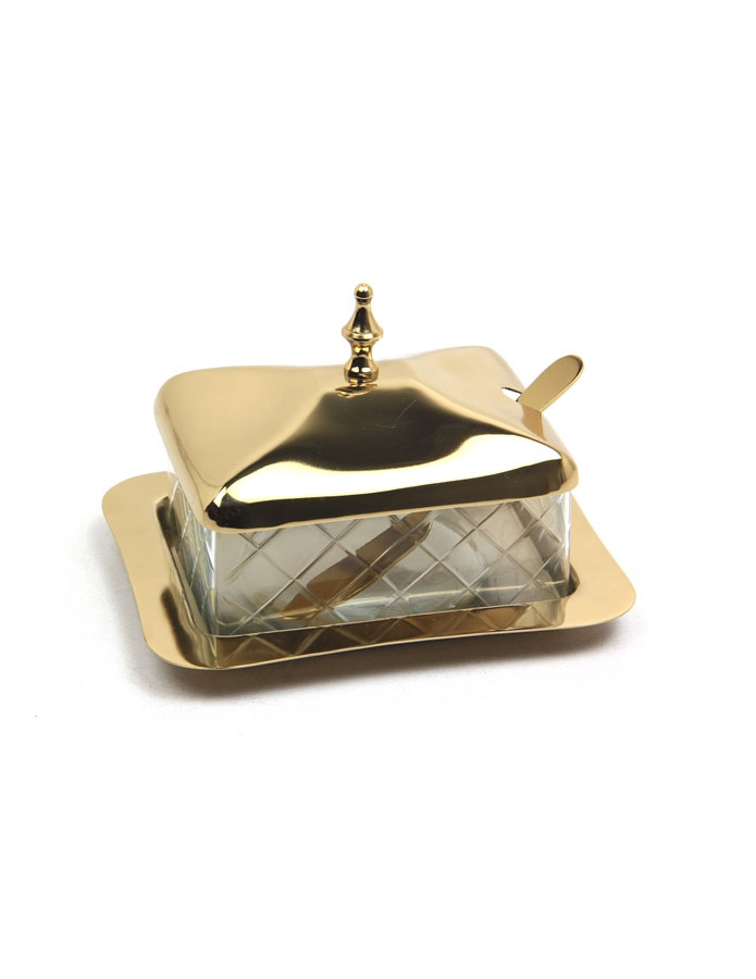 MASELNICZKA złota, diamentowy szlif, prostokątna