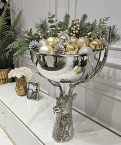 MISA, srebrna, w kształcie jelenia, duża, styl nowoczesny glamour