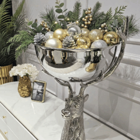 MISA, srebrna, w kształcie jelenia, duża, styl nowoczesny glamour